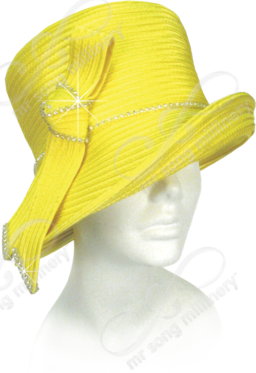Bucket Hat with Turned Up Brim and Tied Bow Church Hats Bucket Hat with Turned Up Brim and Tied Bow Church Hats